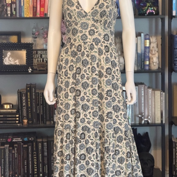 Japan Tie Back Floral Print Sleeveless Midi Dress - Picture 2 of 9